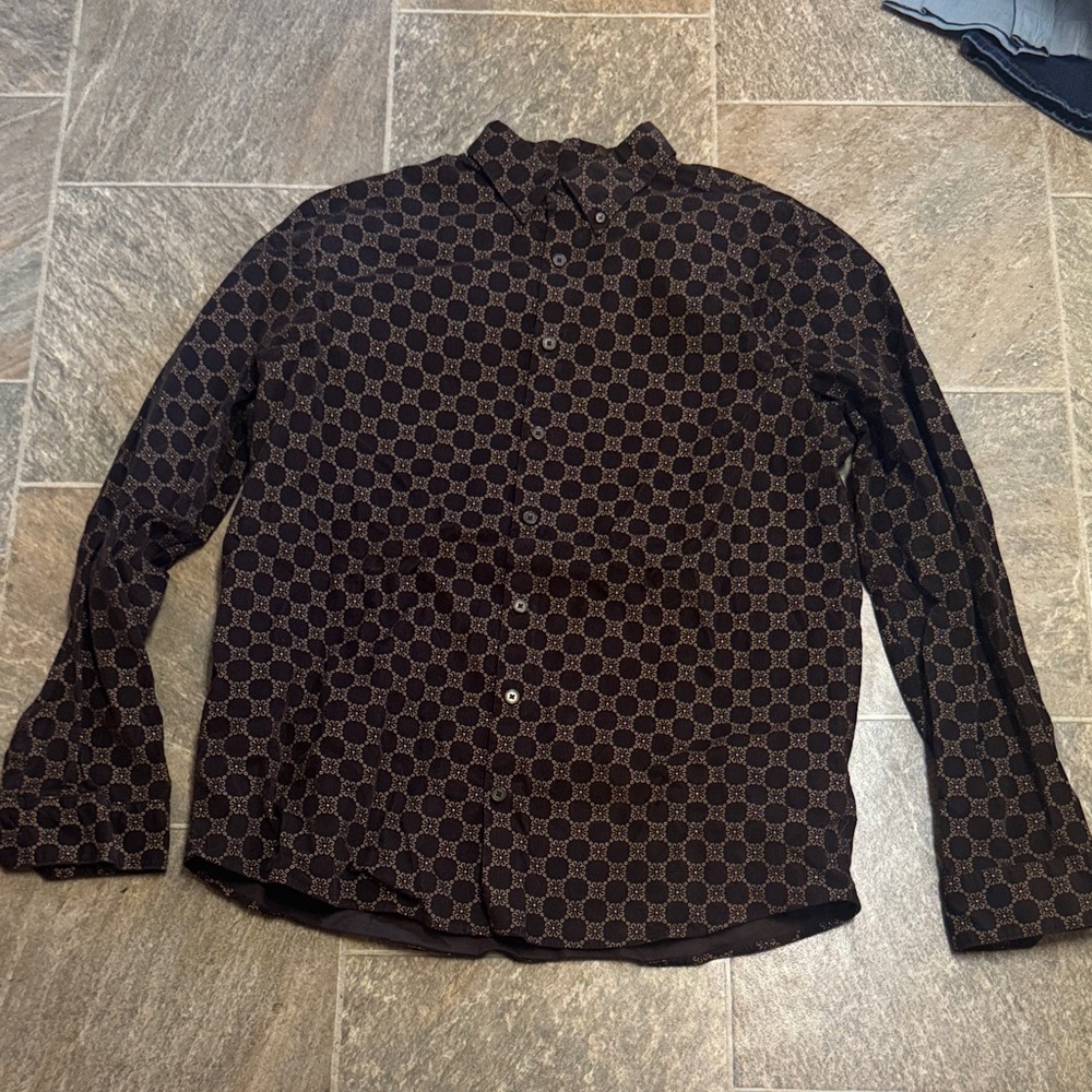 Express Black and Brown Patterned Men's Shirt